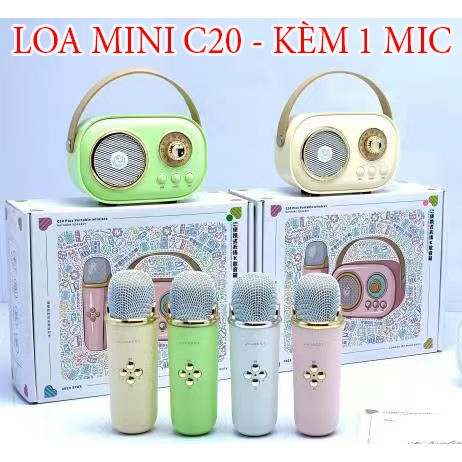 Loa Karaoke Bluetooth Mini C20 Plus và Loa Karaoke Mini K12 Kèm 1 Micro