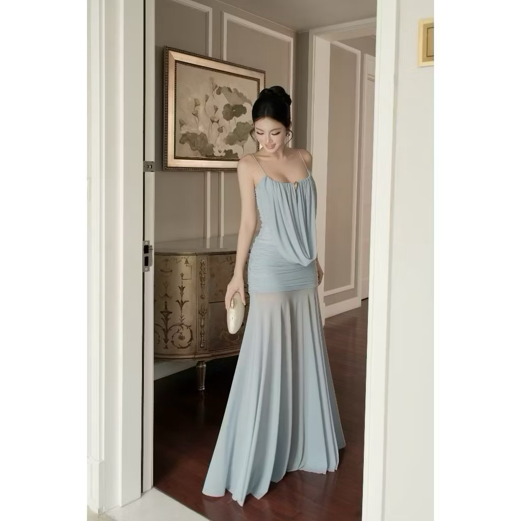 ( sẵn xanh kem )VN116 ( CÓ BIGSIZE ) Váy hot 2 dây lưới nhún Thiết Kế Sang Chảnh KÈM TAG dáng dài xinh xắn by CarrotShop | BigBuy360 - bigbuy360.vn