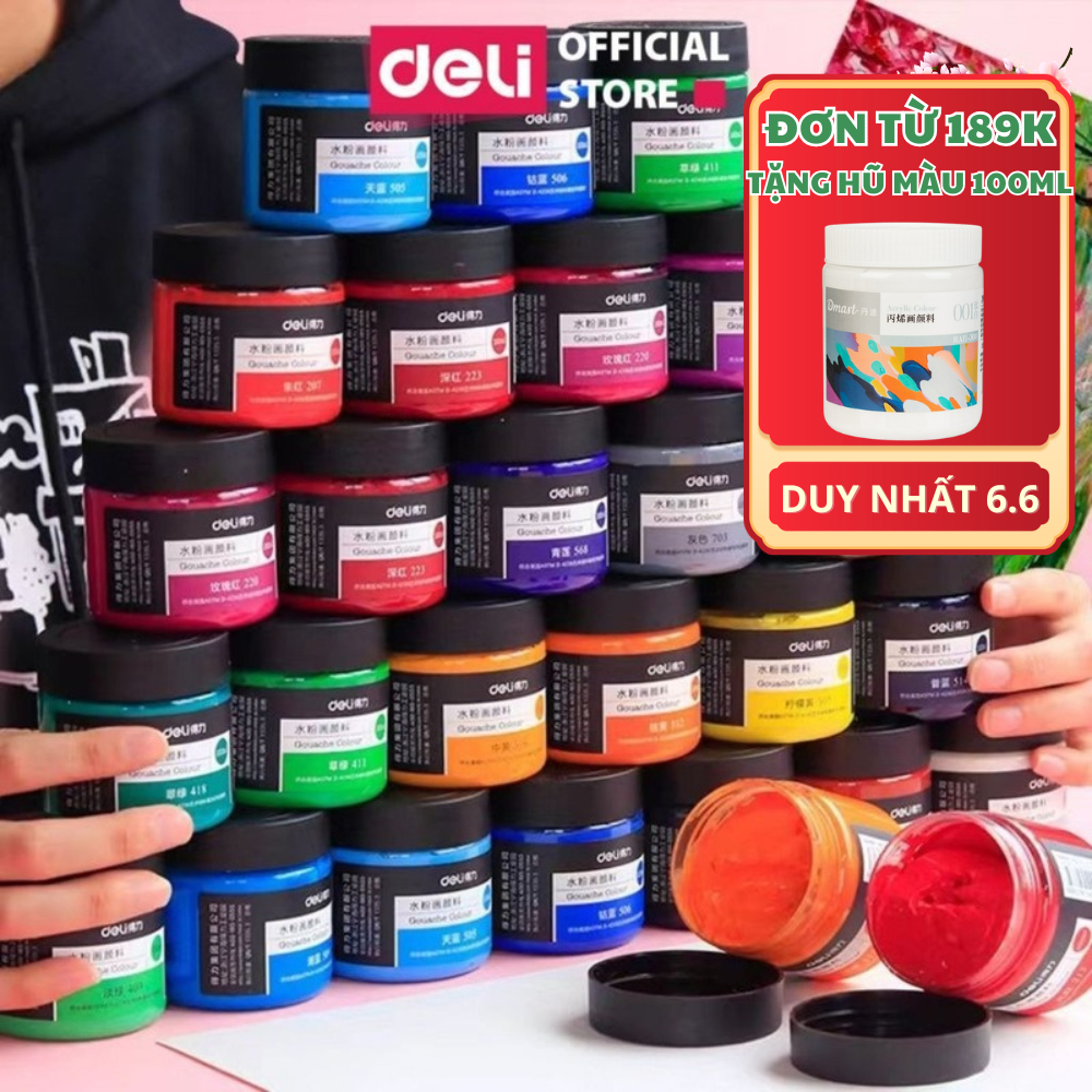 [TẶNG MÀU TRẮNG 100ML] Màu Nước Hũ 100ml Goat Gouache cao cấp Finenolo Deli Chất Siêu Mịn Pha Sẵn Dễ