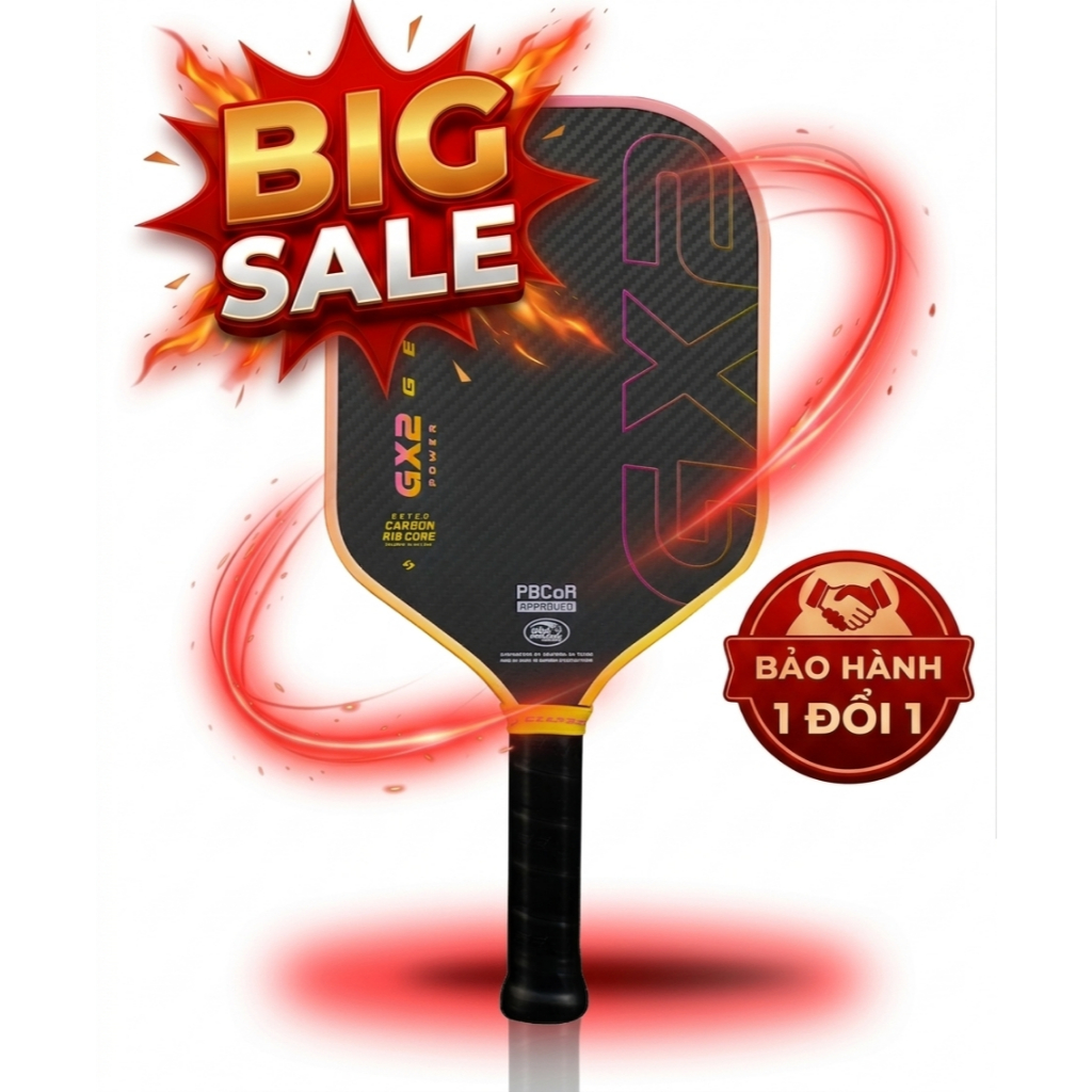 Vợt Pickleball Gearbox GX2 Power Hybrid Limited Edition Yellow Pink chính hãng bảo hành 1 năm