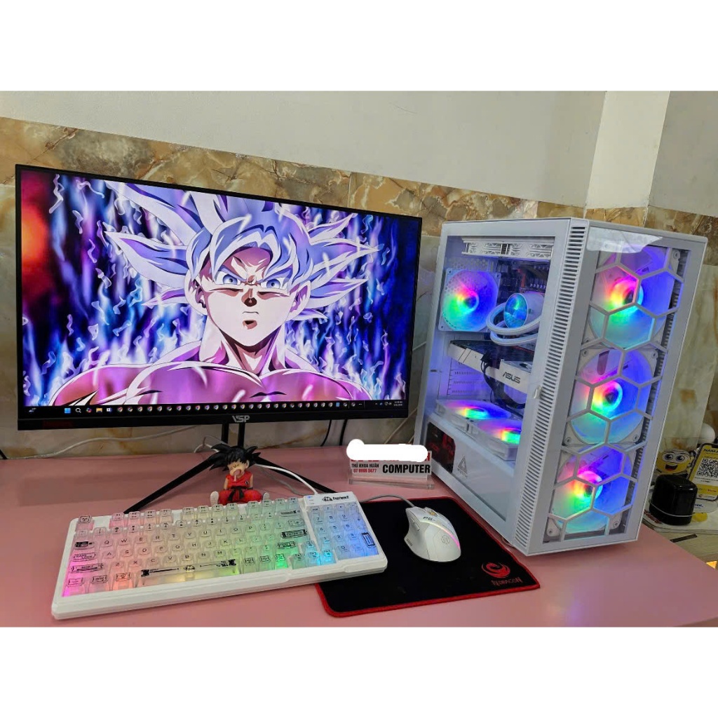 Cấu hình: X99 - xeon 2698v3 - ram 16gb dr4 - nvme 256gb - vga gtx 1060 3gb - tản nhiệt aio Phím chuộ
