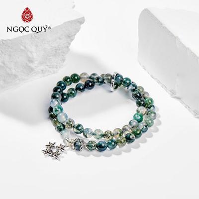Vòng tay đá Băng ngọc thủy tảo tự nhiên phối charm - Mẫu VC1000 - Ngọc Quý