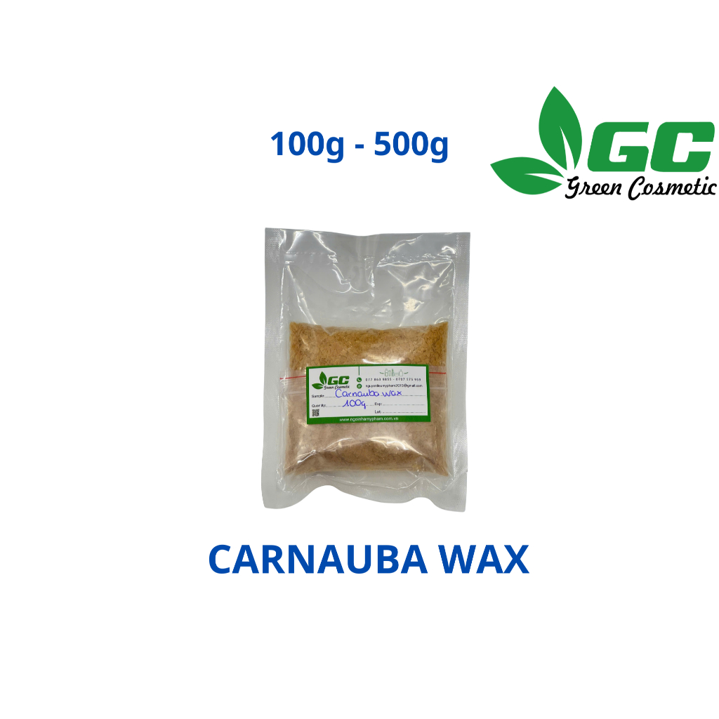[HCM] Carnauba wax (có xuất HD) - Sáp tạo độ cứng, bóng cho son, kem - nguyên liệu mỹ phẩm Greencosmetic 100g, 500g