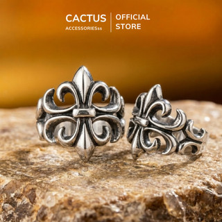 Nhẫn nam Chrome Cactus Acc thiết kế cánh hoa cách điệu, phụ kiện thời trang thép Titan trang sức nam