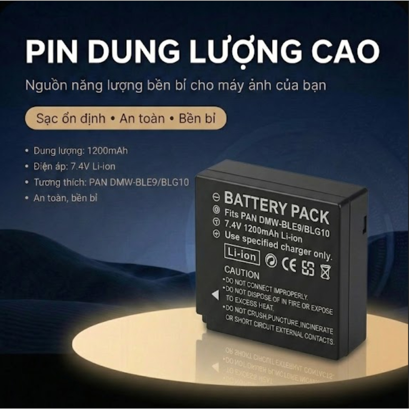 Pin Thay Thế Panasonic DMW-BLE9 DMW-BLG10 Dung Lượng 1200mAh Cho Lumix GX85 GX9 LX100 - Pin BLE9 BLG