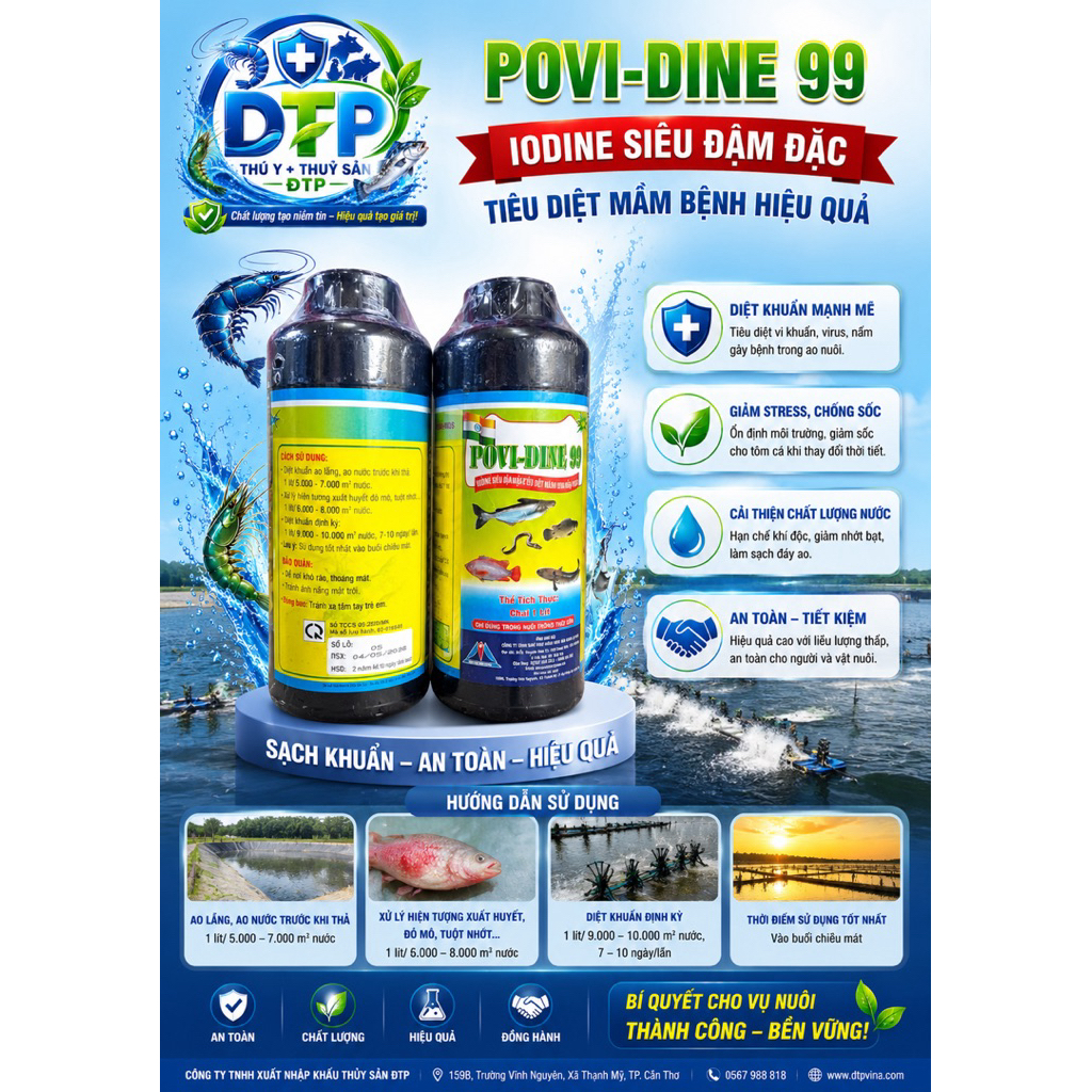 iodine 99 chai 1 lít xử lí môi trường nước ao nuôi thuỷ sản