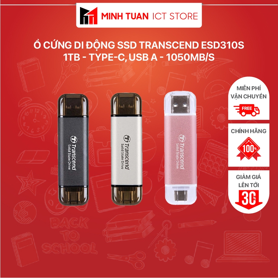 Ổ Cứng Di Động SSD Transcend ESD310S 1TB - Type-C, USB A - 1050MB/s