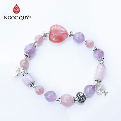 Vòng tay đá Thạch anh tự nhiên phối charm - Mẫu VC1100 - Ngọc Quý