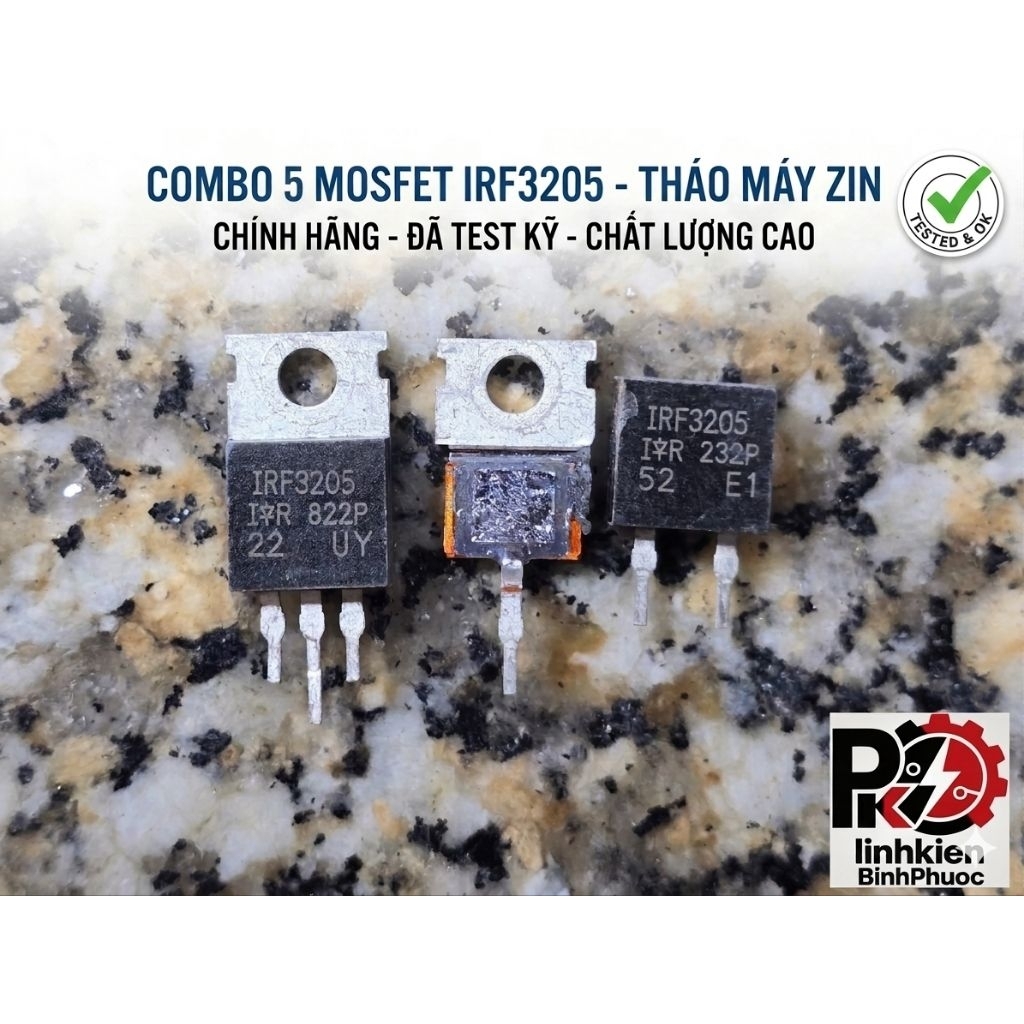 Combo 5 MOSFET IRF3205 110V 110A Tháo Máy Zin - Chính Hãng, Nhân Lớn, Tản Nhiệt Đồng Siêu Bền