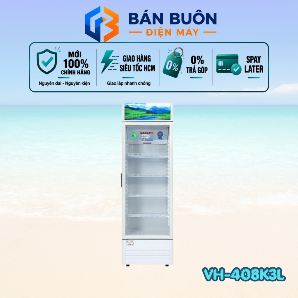 VH-408K3L Tủ mát Inverter Sanaky – 400L, 1 cánh kính, tiết kiệm điện, chống đọng sương | VH-408K3L