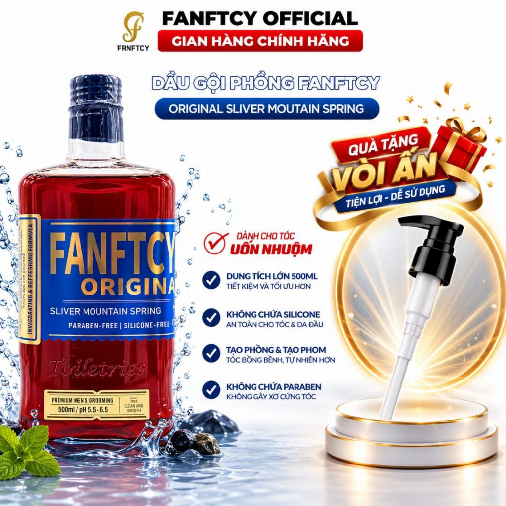 Dầu gội làm phồng tóc Fanftcy Original Sliver Mountain Spring 110ml / 500ml kiềm dầu cao cấp