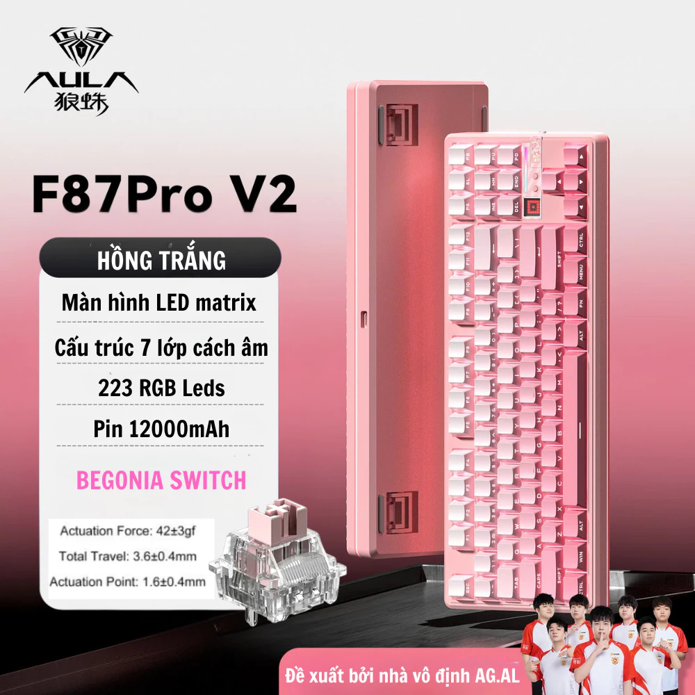 (NEW-SALE) TITAN T87 | AULA F87-  Bàn phím cơ không dây | 3 Mode | Mạch Xuôi| Hotswap | RGB