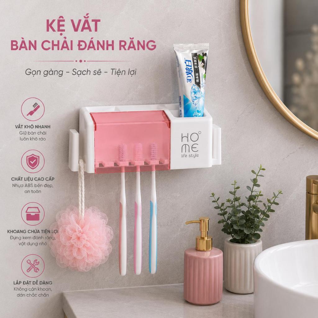 Kệ để Bàn Chải, Kem Đánh Răng Dán Tường Home E2 Kệ để Bàn Chải, Kem Đánh Răng Dán Tường Home E2
