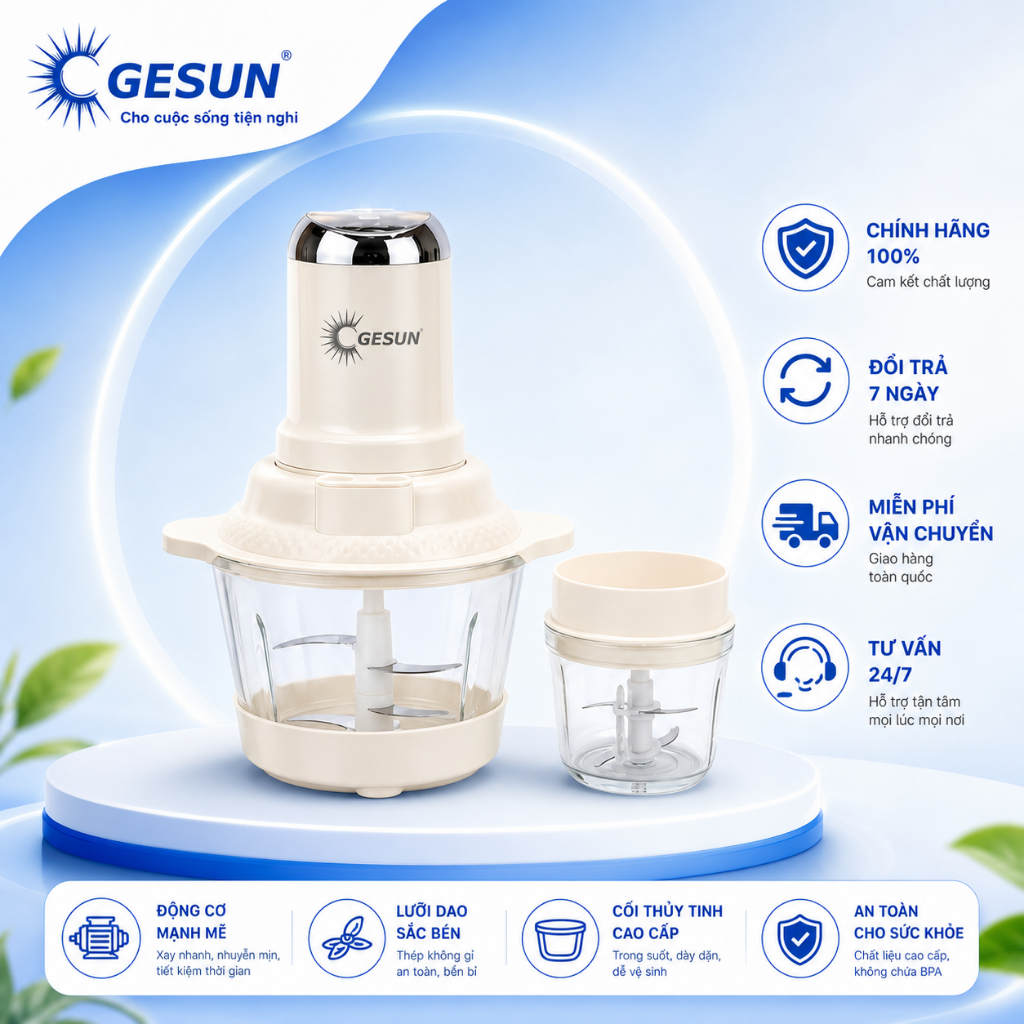 Máy Xay Đa Năng GESUN MX400 2 Cối Thủy Tinh 3L + 0.6L, 400W, Màn Hình Cảm Ứng, Động Cơ Đồng