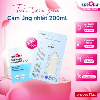 Túi trữ sữa spectra - cảm ứng nhiệt, 02 khóa zip, 200ml, hàng chính hãng