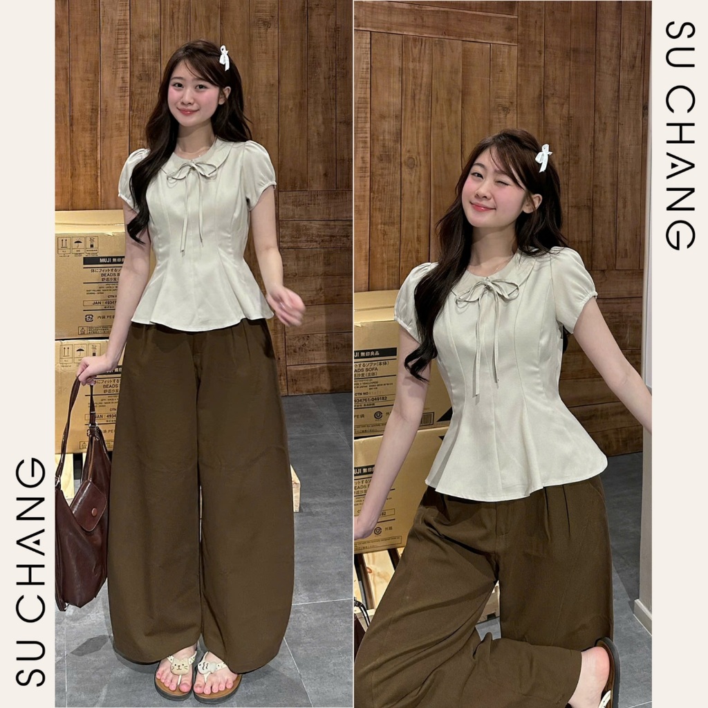 Áo Kiểu Cổ Sen Phối Dây Nơ Tay Bo A914 Su Chang Thời Trang Nữ | BigBuy360 - bigbuy360.vn