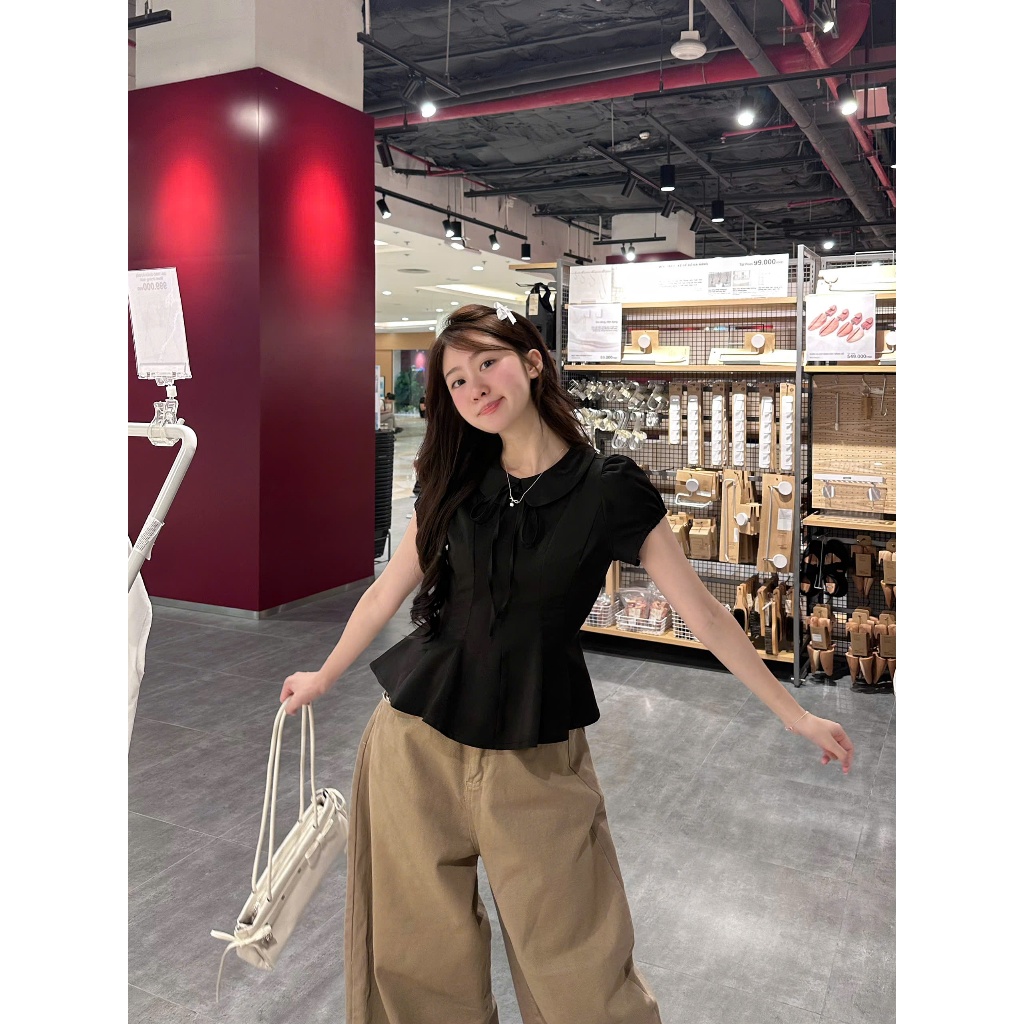 Áo Kiểu Cổ Sen Phối Dây Nơ Tay Bo A914 Su Chang Thời Trang Nữ | BigBuy360 - bigbuy360.vn