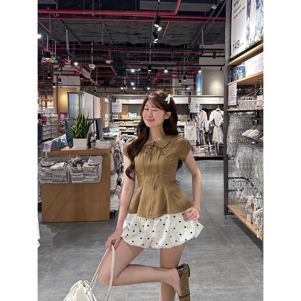 Áo Kiểu Cổ Sen Phối Dây Nơ Tay Bo A914 Su Chang Thời Trang Nữ | BigBuy360 - bigbuy360.vn