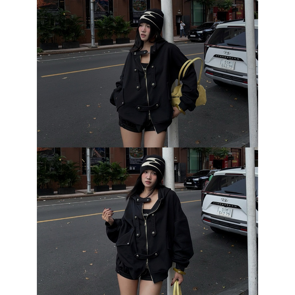 Áo khoác nỉ basic REGODS REBEL HOODIE ZIP form rộng oversize 420GSM - 2 màu xám đen chất nỉ chân cua cao cấp dày dặn | BigBuy360 - bigbuy360.vn