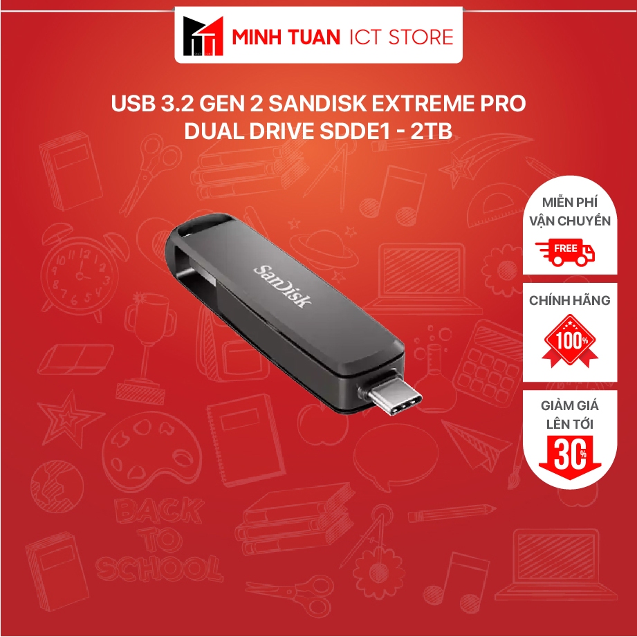 USB 3.2 Gen 2 Sandisk Extreme Pro Dual Drive SDDE1 2TB