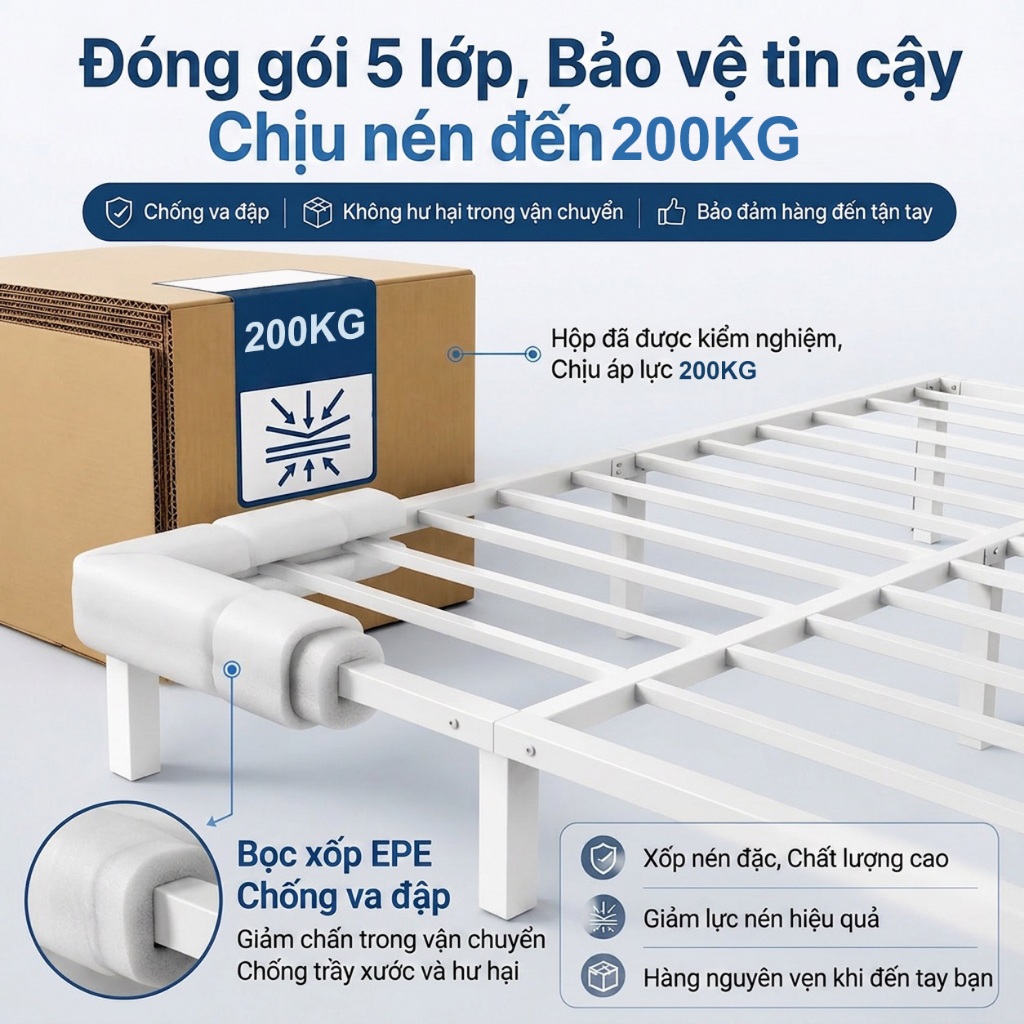 ALVIN Giường ngủ sắt giường ngủ hiện đại Chống ẩm và chống gỉ hoạt động êm ái tải trọng tối đa 150KG | BigBuy360 - bigbuy360.vn