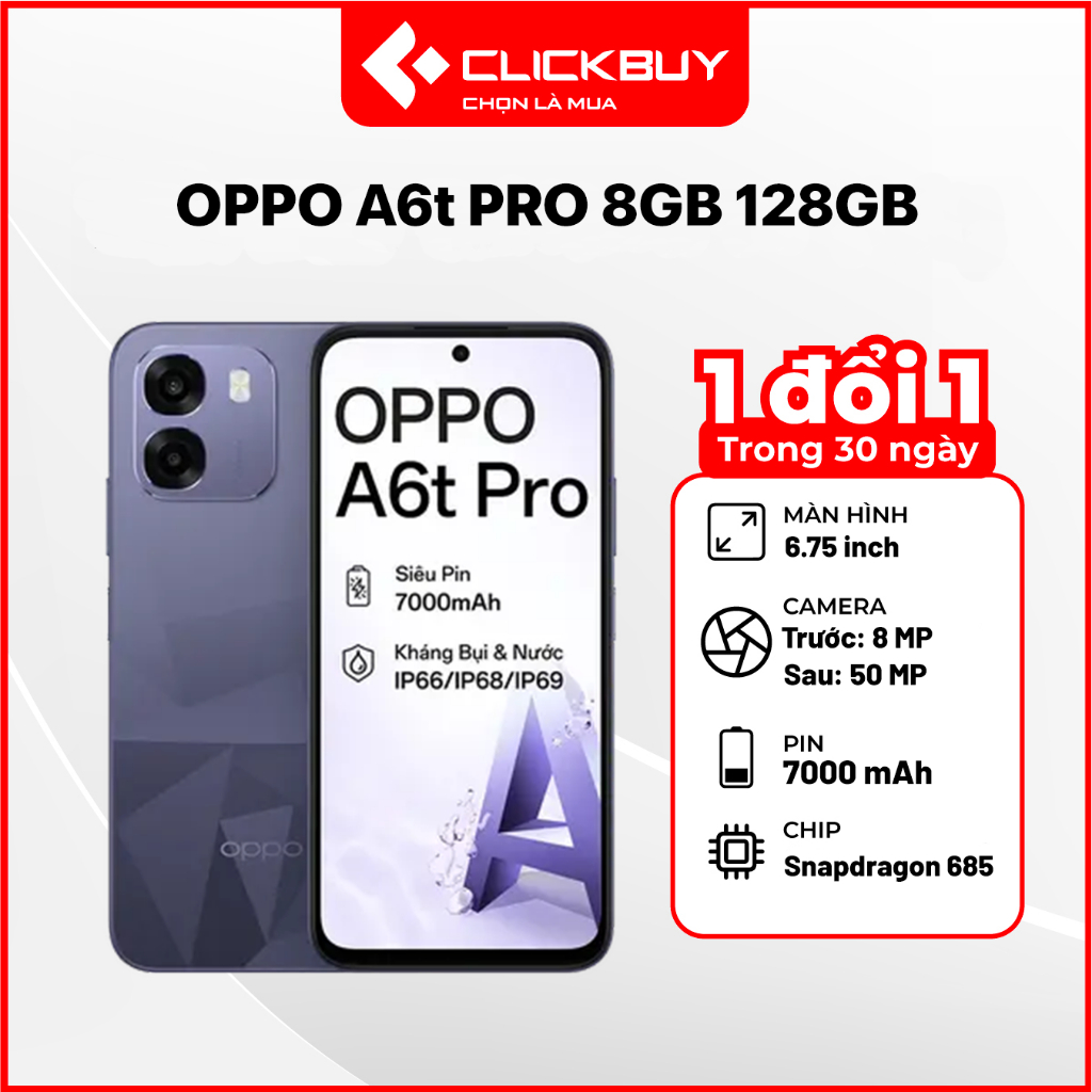 Điện Thoại OPPO A6t Pro RAM 8GB Bộ Nhớ 128GB Pin 7000mAh Sạc Nhanh 45W Chính Hãng | BigBuy360 - bigbuy360.vn