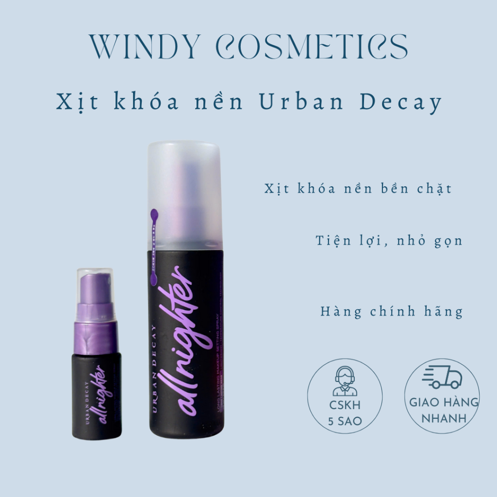 Xịt khóa Urban decay 118ml Xịt khoá nền makeup Urban Decay All Night Cố Định, Khoá Trang Điểm,không 