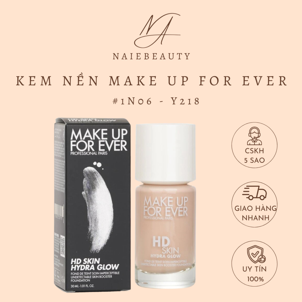 [1N06 - Y218] Kem Nền Make Up For Ever HD Skin Hydra Glow Hydrating Foundation 30ml - Naie.Beauty