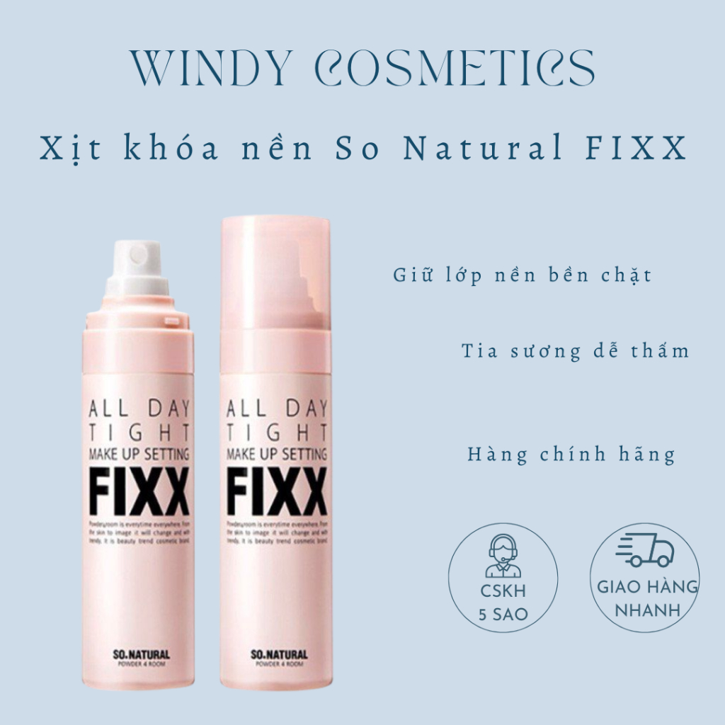 Xịt khóa nền So Natural All Day Tight Fixx Xịt khóa SO Natural makeup fixx cho da căng bóng mịn lì 1
