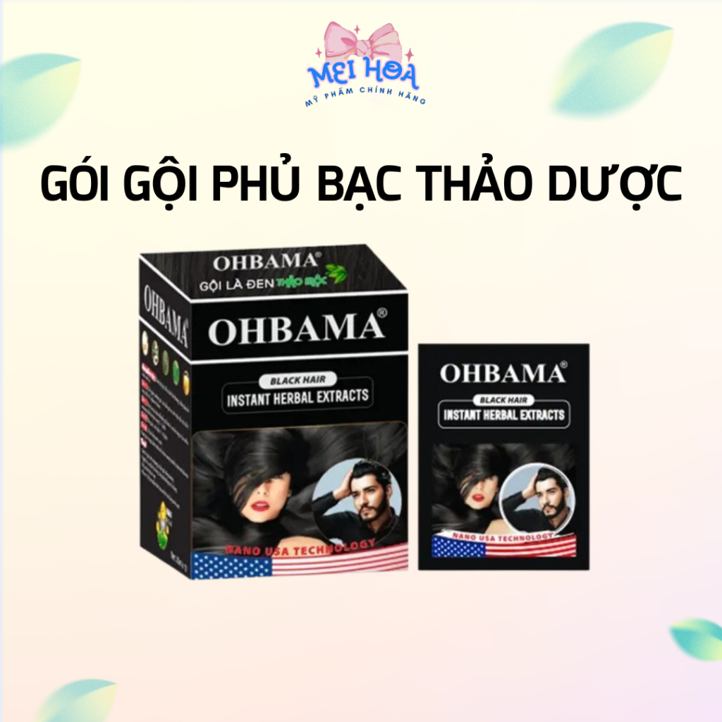 Gói Gội Là Đen Tóc Thảo Dược Ohbama Đen Nâu Đen Lâu Trôi Giữ Màu Nhuộm An Toàn Da Đầu Tóc