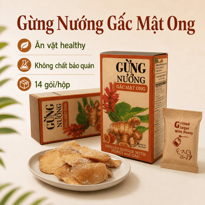 Gừng Ăn Vặt Nam Xanh, Gừng Nướng Gấc Mật Ong, Giữ Ấm Cơ Thể, Ăn Vặt Dinh Dưỡng, Không Chất Bảo Quản