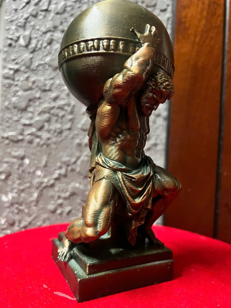 Tượng thần hy lạp Atlas  vác trái đất in 3D . cao 18 cm
