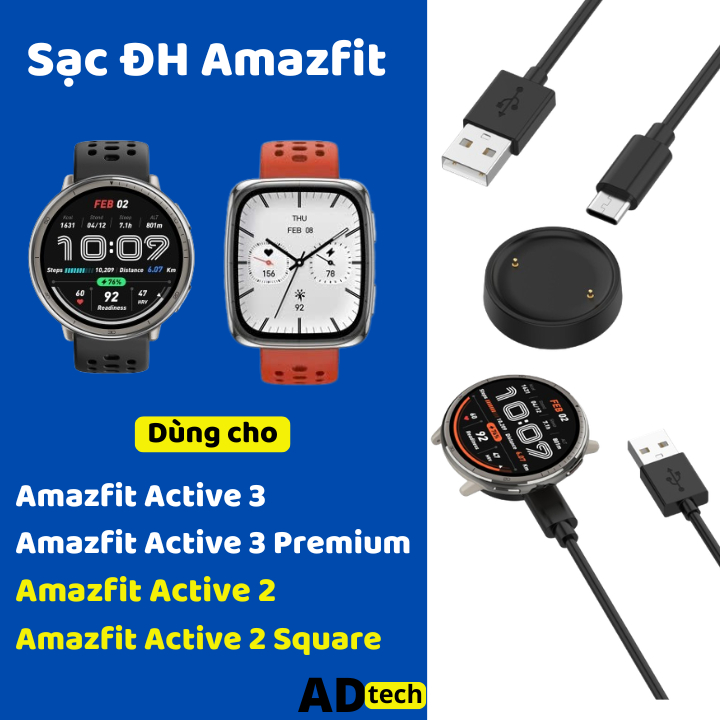 Sạc đồng hồ Amazfit Active 2,  Active 2 Square ,  Active 2 Premium Redmi Watch 5 bao gồm đế sạc và d
