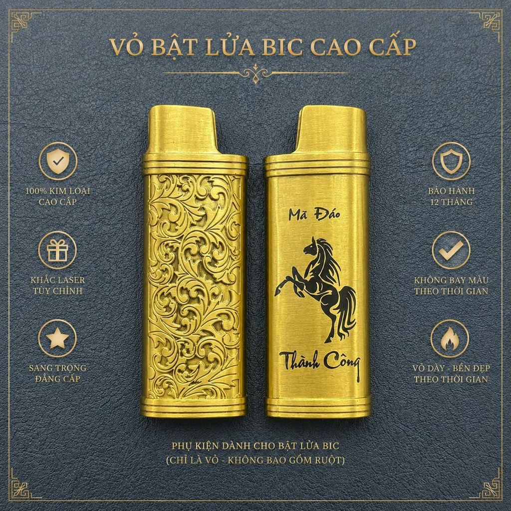 Vỏ Bic j3 khắc laser Cao cấp - Chủ Đề Mã Đáo Thành Công, Thiết Kế Tinh Tế, Phong Cách Sang Trọng