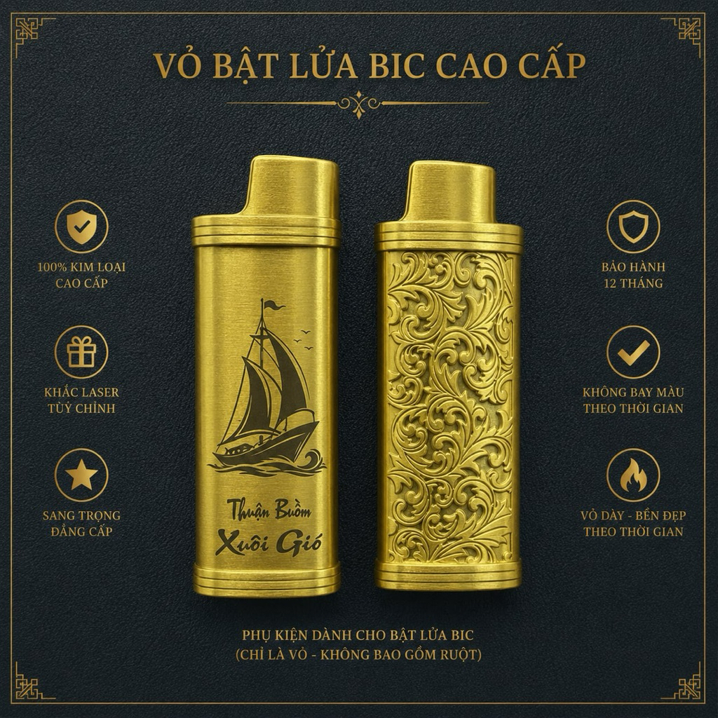 Vỏ Bic j3 slim khắc laser Cao cấp - Chủ Đề Thuận Buồm xuôi gió - Phụ Kiện