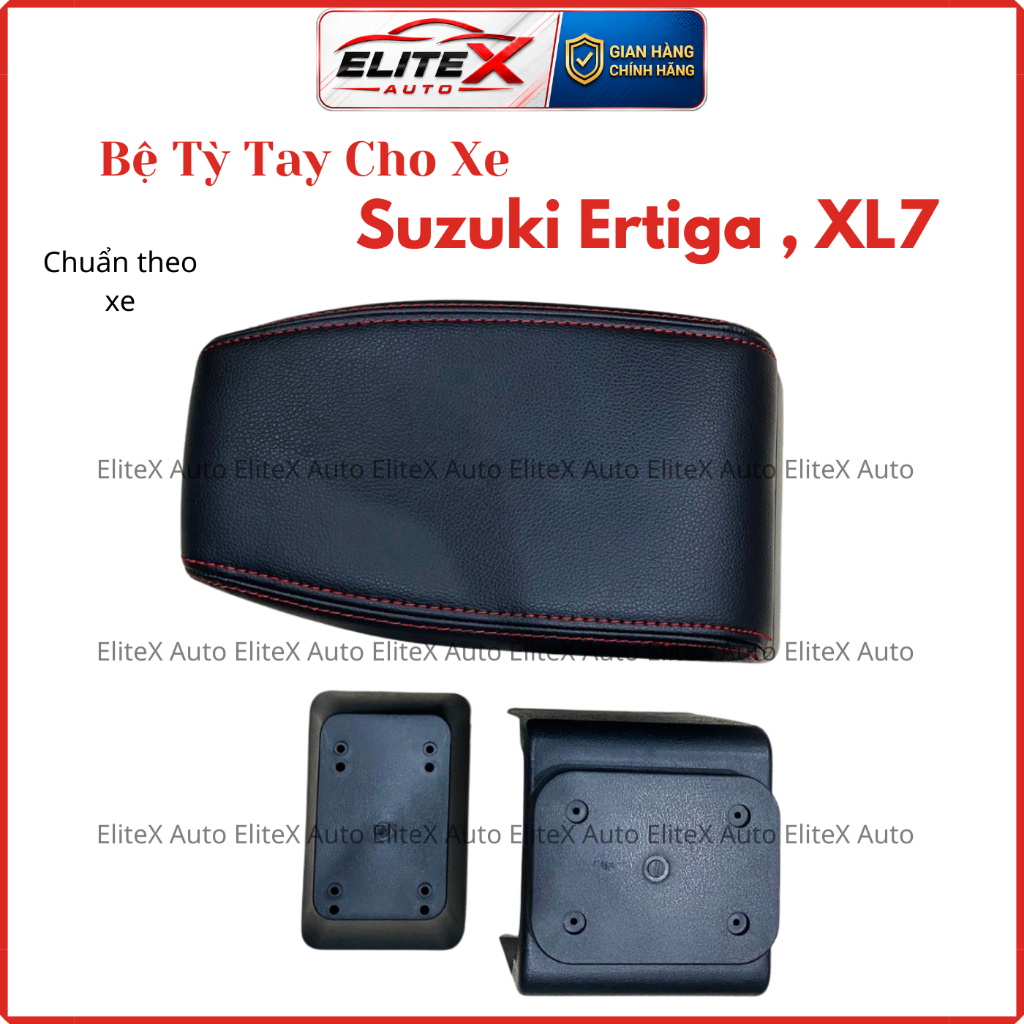 Hộp Tỳ Tay, Bệ Tỳ Tay Suzuki Ertiga, XL7 Màu Đen chỉ đỏ Có Cổng USB lắp đặt dễ dàng EliteX Auto