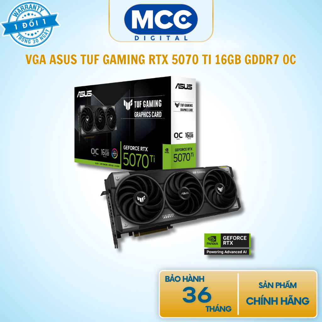 VGA Asus TUF Gaming RTX 5070 Ti 16GB GDDR7 OC ( TUF-RTX5070TI-O16G-GAMING )