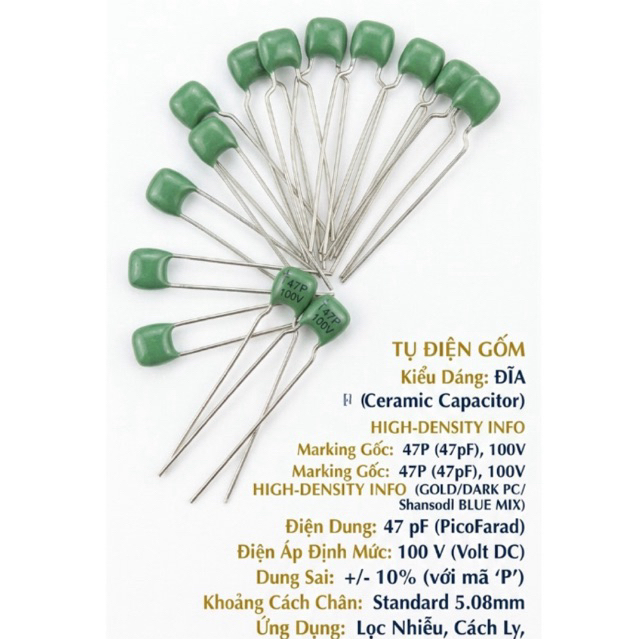 Tụ Gốm Xanh {5 cái } 22P , 47P 100v