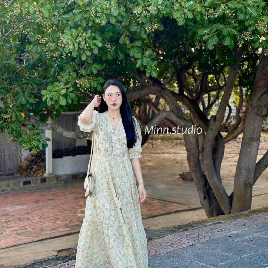 [Minn.studio] Váy Thô Ren Thêu Hoa Dáng Dài