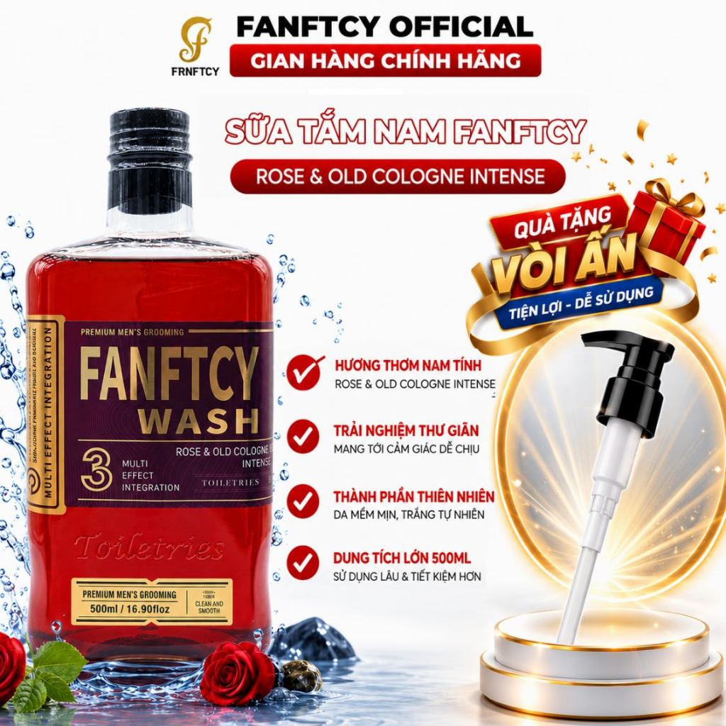 Sữa tắm nam Fanftcy Wash Rose & Old Cologne Intense 500ml cao cấp