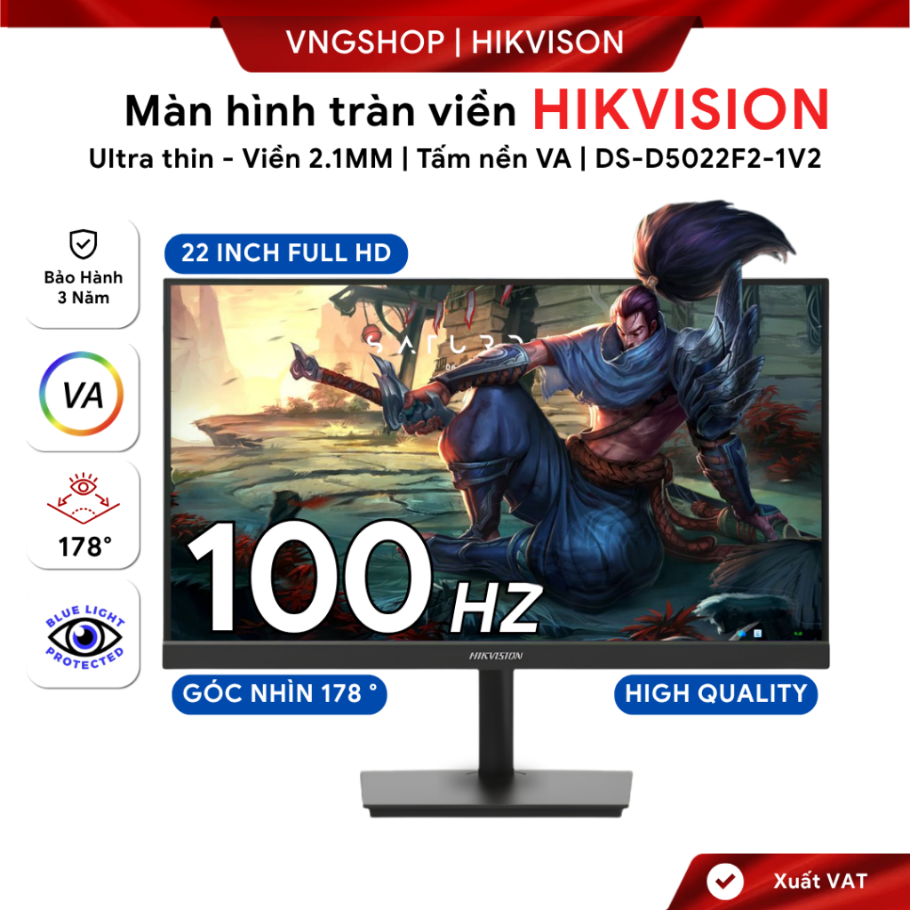 Màn hình Hikvision 22 inch VA - DS-D5022F2-1V2 - Siêu mỏng tinh tế - BH 3 Năm
