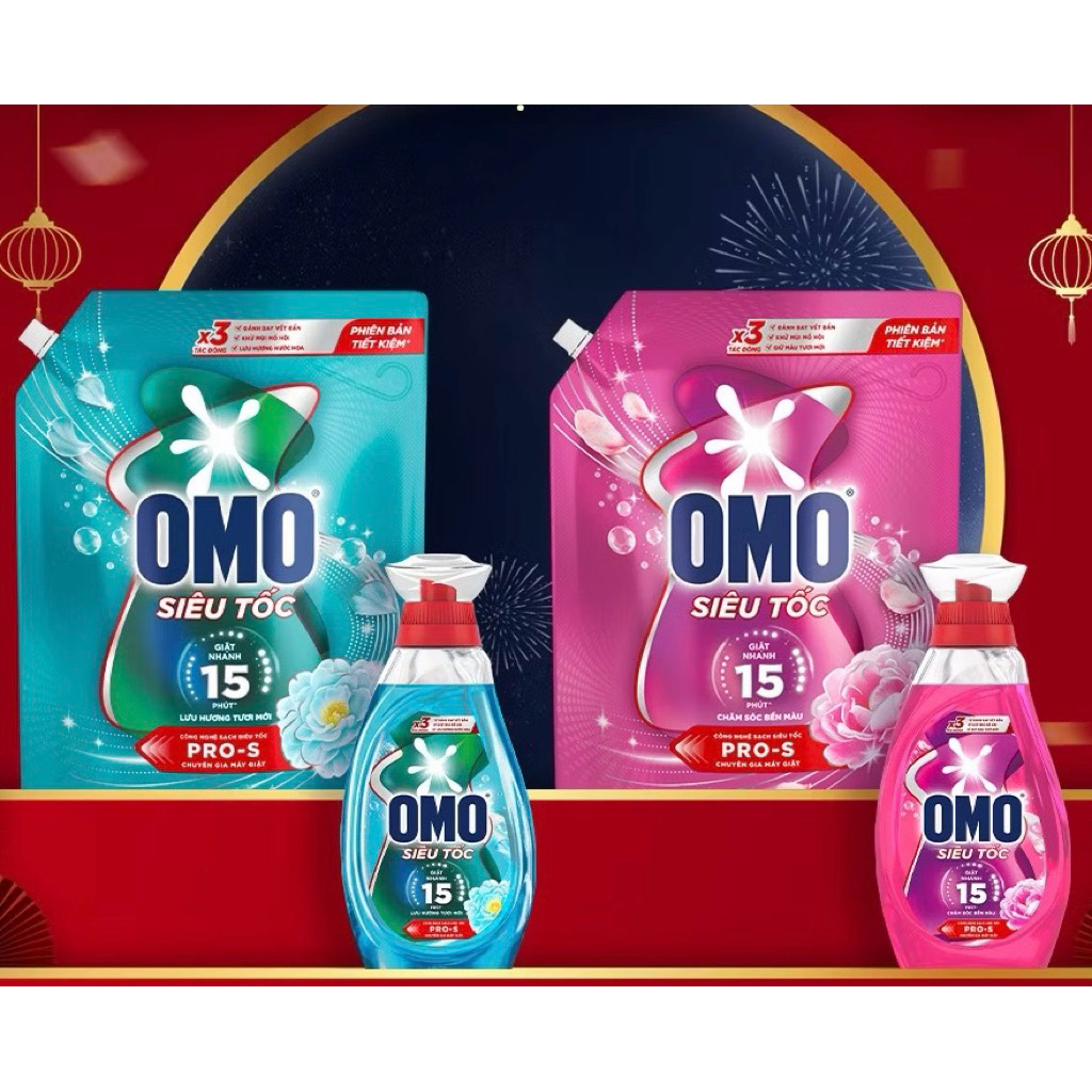 Chai 1.2Kg - Túi 3.5Kg - Nước Giặt OMO Siêu Tốc Thiết Kế Riêng Cho Chu Trình Giặt Nhanh, Đầu Tiên Tạ