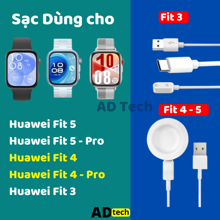 Sạc đồng hồ huawei fit 5 5 pro huawei fit 4 4 pro huawei fit 3 cổng sạc usb hoặc type C