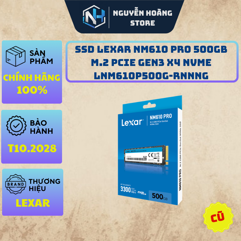 SSD Lexar NM610 PRO 500GB M.2 PCIe Gen3 x4 NVMe LNM610P500G-RNNNG