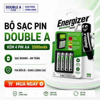 [Chính Hãng] Bộ sạc pin Energizer Charger CHVCM4 kèm 4 pin Energizer AA 1.2v 2000mAh, Máy sạc được Pin AA, AAA