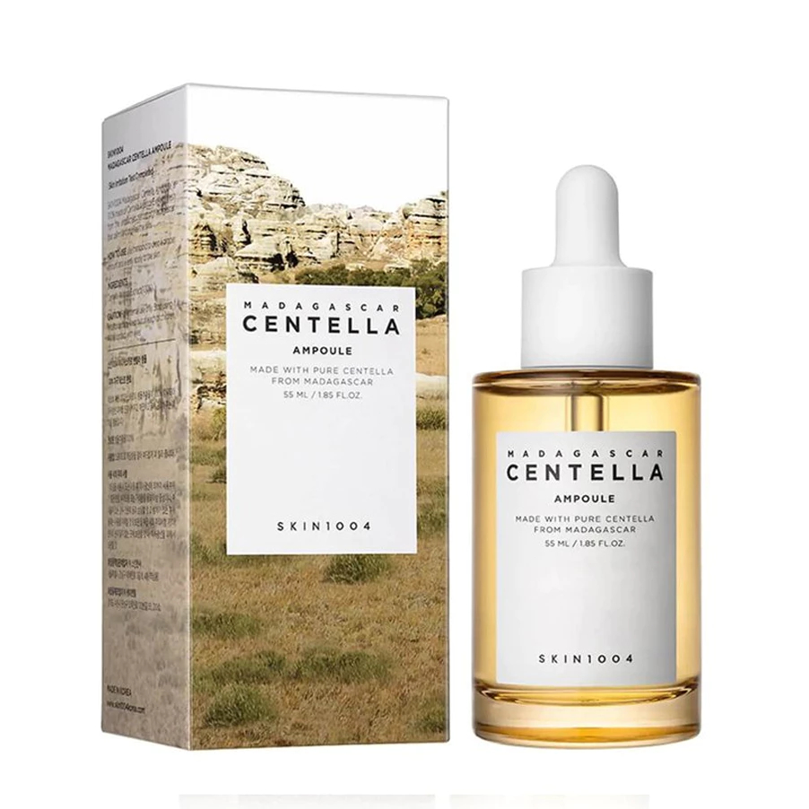Serum Skin1004 chiết xuất Centella 100ml, chai thủy tinh đầu nhỏ giọt, kiểm soát lượng sản phẩm lấy ra, phối hợp chu trì
