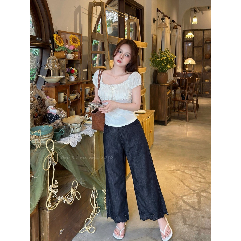 Quần Jean xuông nấm thêu hoa Quảng Châu WGWE 9831