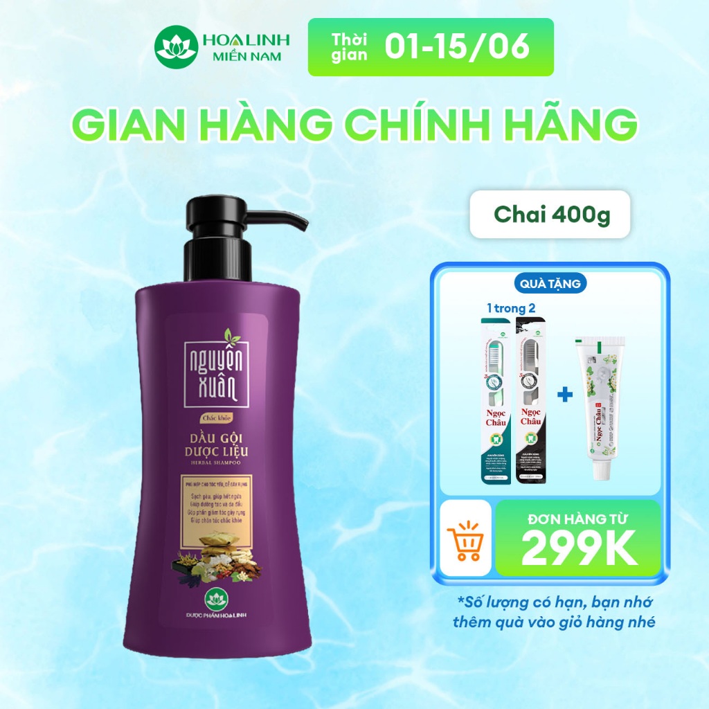 Dầu gội Nguyên Xuân chắc khỏe 365g km 35g  - Dành cho tóc yếu, dễ gãy rụng