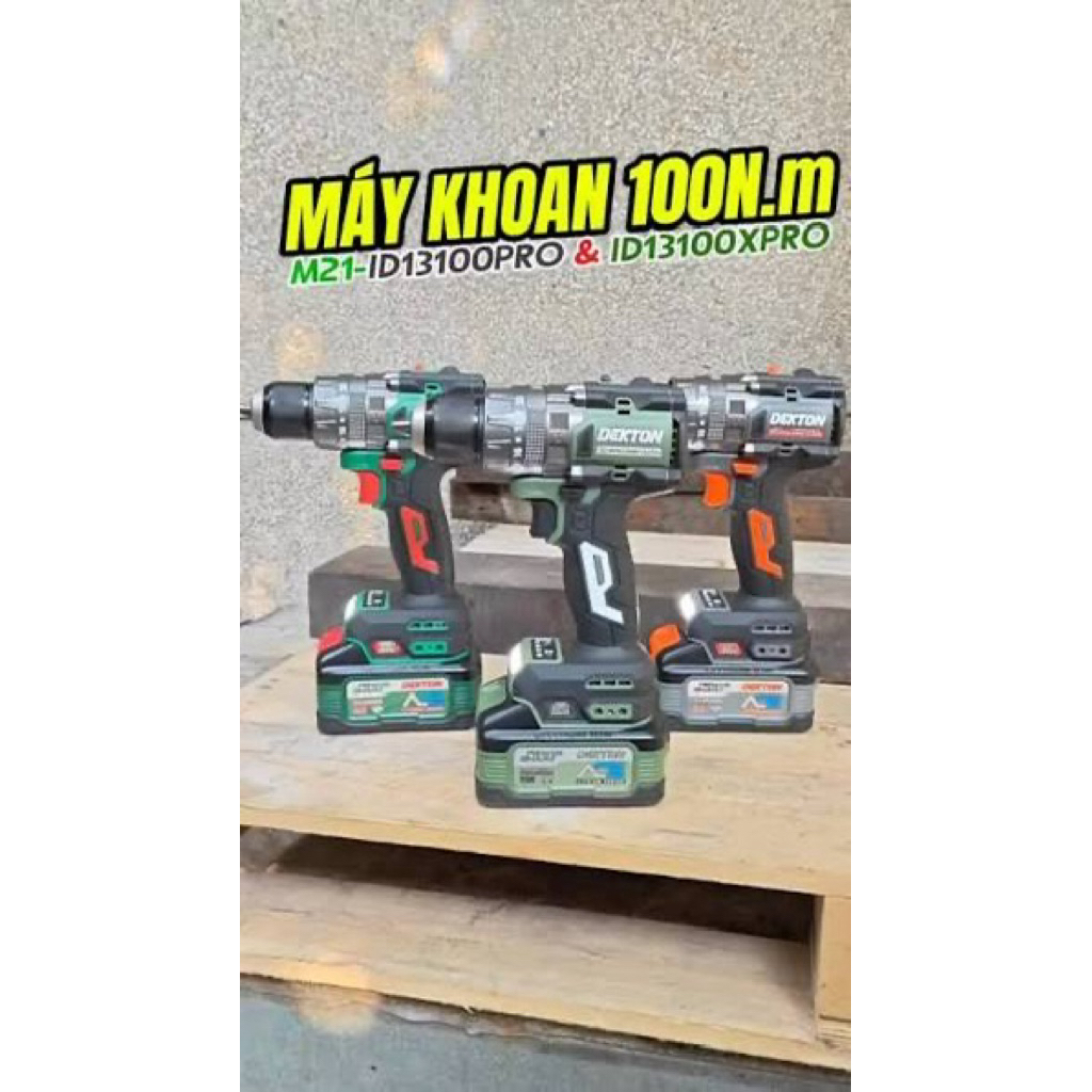 Máy khoan động lực dùng pin 21V Dekton M21-ID13100XPRO (Màu Oliu) / ID13100PRO ( xanh lá)