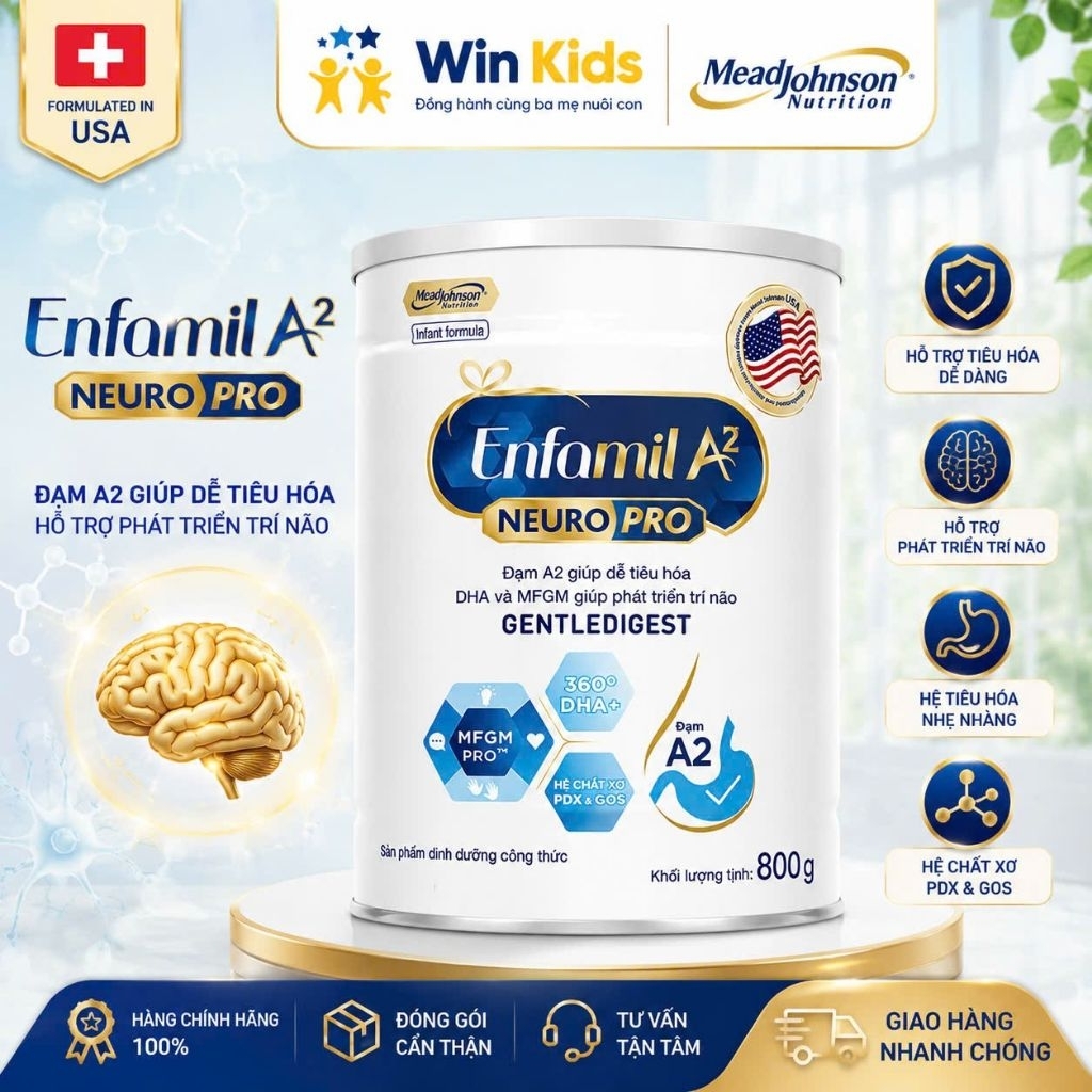 Enfamil A2 Neuropro số 1, 2 giúp dễ tiêu hóa, hấp thu cho trẻ